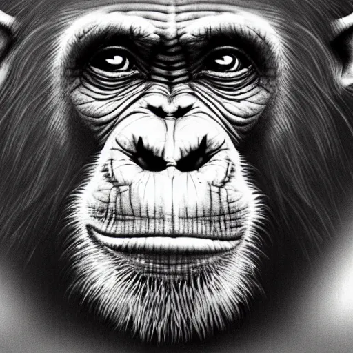 realistic monkey face drawing