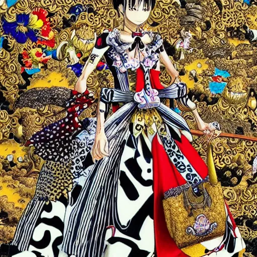 Prompt: stunning clothing design by eiichiro oda, hyper-detailed masterpiece