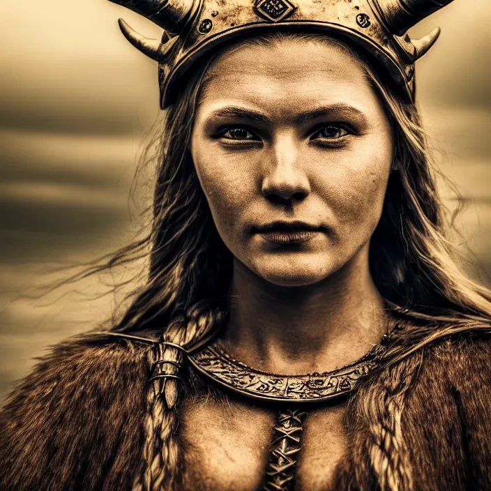 Image similar to photo of a beautiful viking queen, highly detailed, 4 k, hdr, smooth, sharp focus, high resolution, award - winning photo