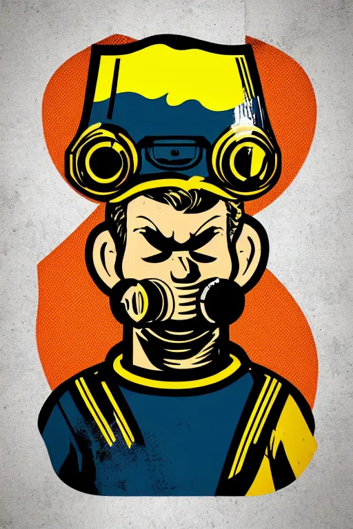 Image similar to fallout 7 6 retro futurist illustration art by butcher billy, sticker, colorful, illustration, highly detailed, simple, smooth and clean vector curves, no jagged lines, vector art, smooth andy warhol style