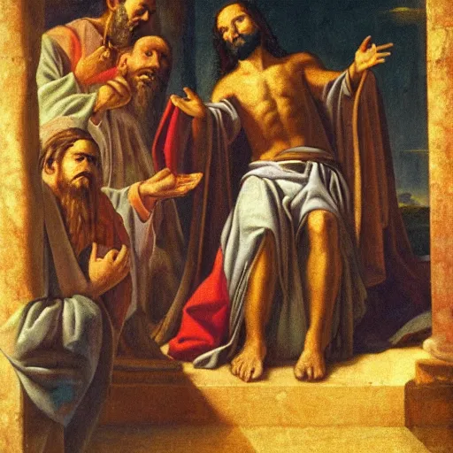 Image similar to Jesus Laments, painted by Carvaggio