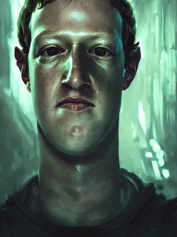 Prompt: portrait of a mark zuckerberg as an android from alien isolation, art by ryo shiotani and greg rutkowski, intricate, beautiful, cute, cinematic lighting, vintage art by serge ivanoff, high resolution, very detailed