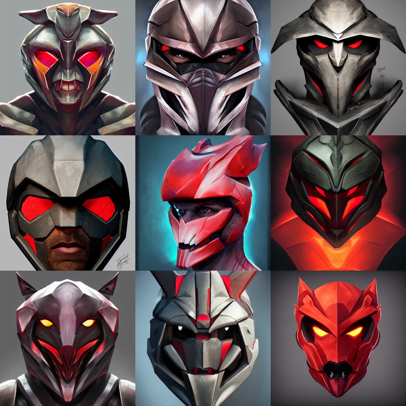 Prompt: headshot portrait of a realistically proportioned face in a demonic hextech helmet, realistic face details, smooth, highly detailed portrait, digital painting, smooth, cgi, 3 d animation, painted texture maps, sharp focus, illustration, in the style of studio fortiche