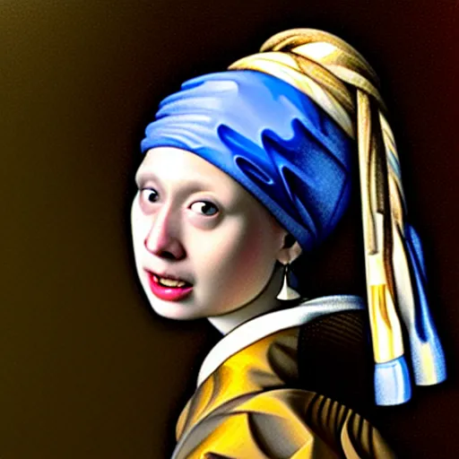 Image similar to A stupid husky with a pearl earring by Johannes Vermeer