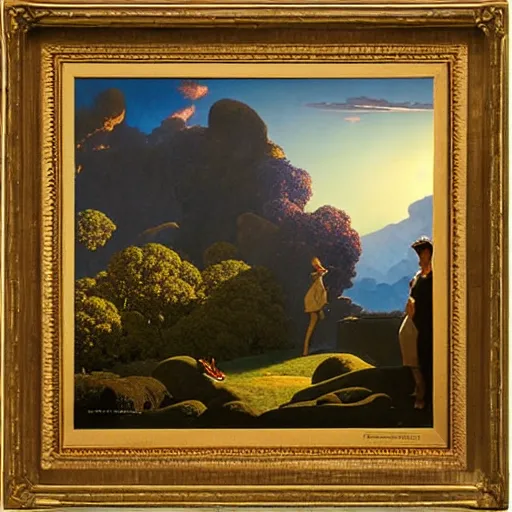 Image similar to a portal to another world. detailed. rule of thirds. intricate. sharp focus. wide angle. painting by maxfield parrish. wlop. greg rutkowski.