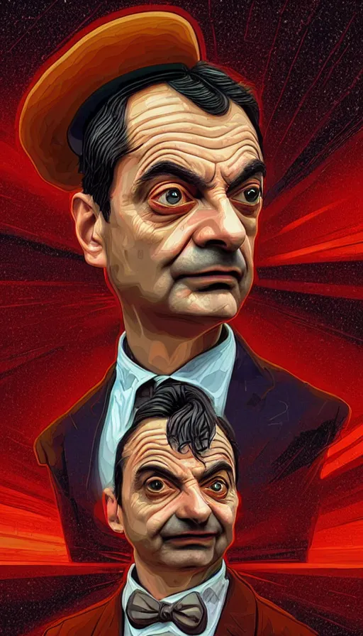 Image similar to a portrait of Mr. Bean, italian futurism, Dan Mumford, da vinci, Josan Gonzalez