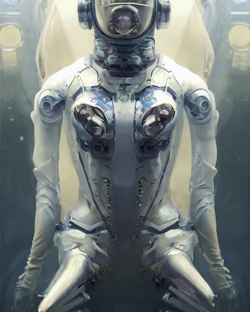 Image similar to Full shot of a squid monster astronaut defined facial features, intricate abstract. cyberpunk, symmetrical facial features. By Ruan Jia and Artgerm and Range Murata and WLOP and Ross Tran and William-Adolphe Bouguereau and Beeple. Key Art. Fantasy Illustration. award winning, Artstation, intricate details, realistic, Hyperdetailed, 8k resolution.