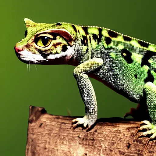 Image similar to a lizzard - cat - hybrid, animal photography