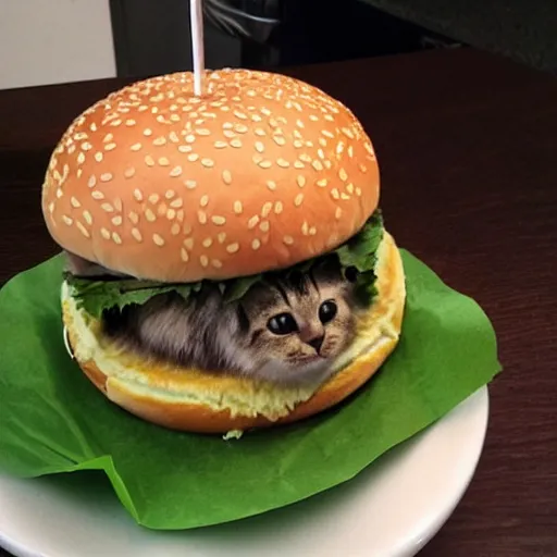 Image similar to a cheese burger that looks like a cat