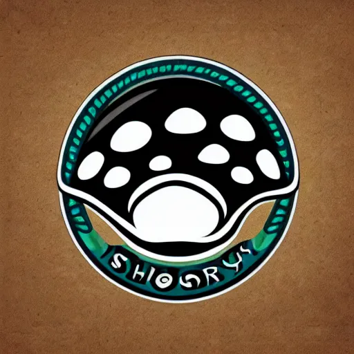 Image similar to spencers shroomery logo. mushroom theme, futuristic style, by aaron draplin