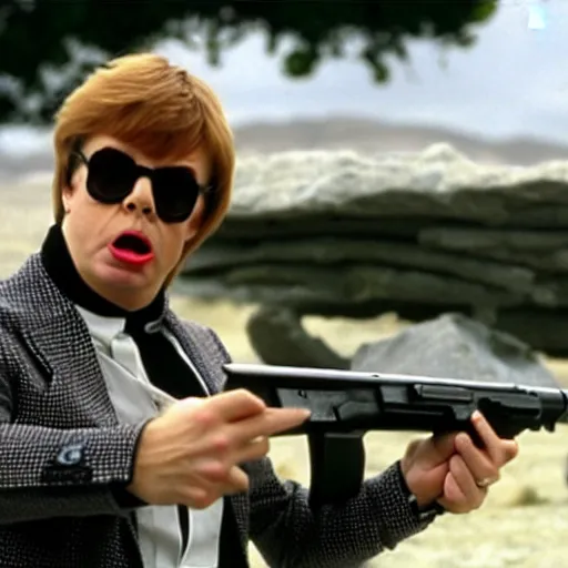 Image similar to austin powers shooting an ak - 4 7, photography, mike meyers, movie,