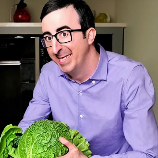 Prompt: john oliver marries a cabbage!