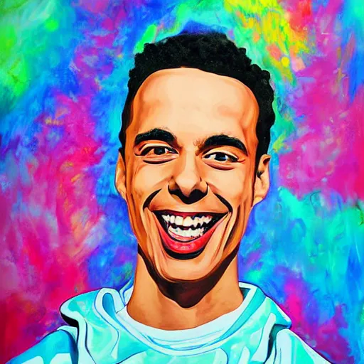 Image similar to rapper logic very big smile, painting