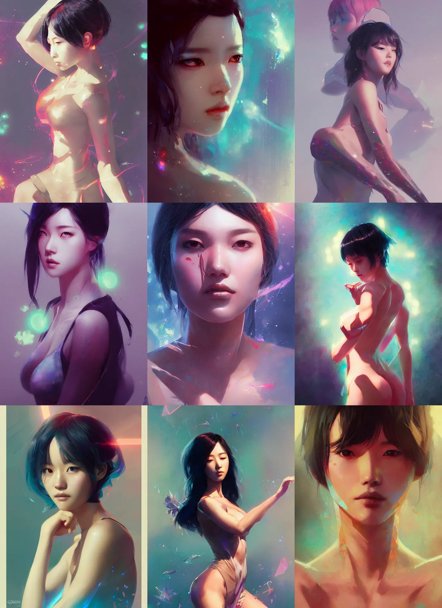 Prompt: holographic lee jin - eun by greg rutkowski, artgerm, ross tran, conrad roset, takato yomamoto, rule of thirds, seductive look, beautiful