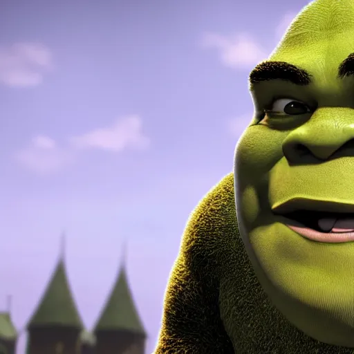 Image similar to photorealistic shrek at a job interview. octane render. high resolution.