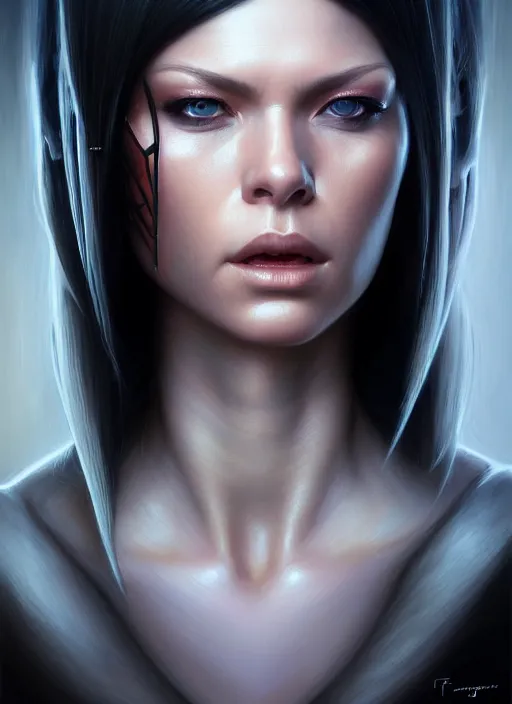 Image similar to closeup portrait shot of faith connors from mirror's edge, intricate, elegant, highly detailed, centered, digital painting, artstation, concept art, smooth, sharp focus, illustration, artgerm, tomasz alen kopera, peter mohrbacher, donato giancola, joseph christian leyendecker, wlop, boris vallejo