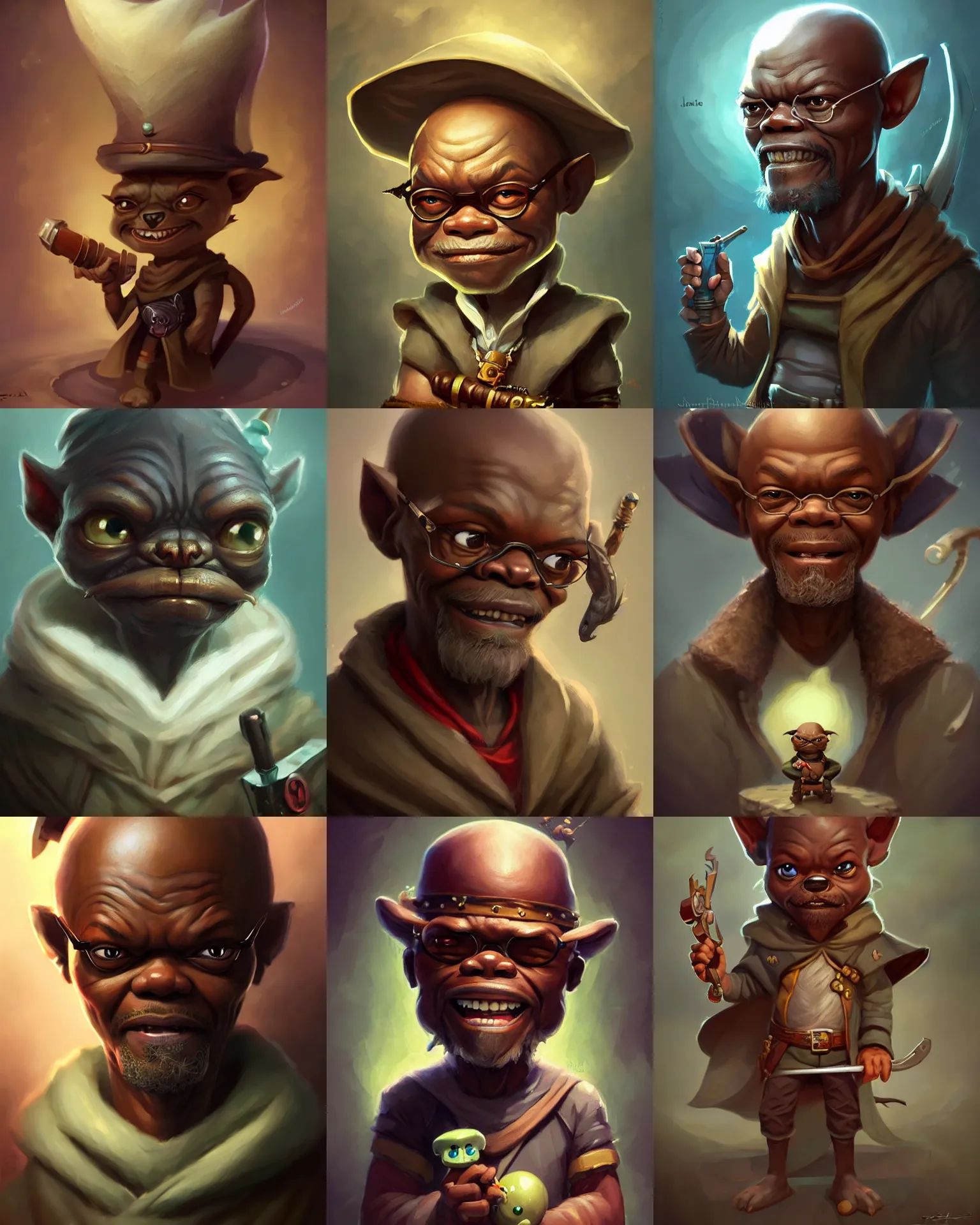 Prompt: cute little anthropomorphic samuel l. jackson cute and adorable, pretty, beautiful, dnd character art portrait, matte fantasy painting, deviantart artstation, by jason felix by steve argyle by tyler jacobson by peter mohrbacher, cinema