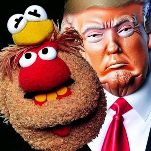 Prompt: trump muppet, realistic portrait photograph