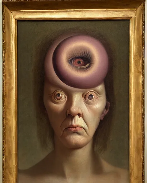 Prompt: strange, looming head, biomorphic painting of a woman with large eyes, pastel colours by, rachel ruysch, and charlie immer, highly detailed, oil painting, timeless disturbing masterpiece