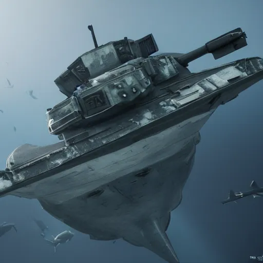 Image similar to hyperrealistic dslr film still of hammerhead shark piloting a panzer tank, stunning 8 k octane comprehensive 3 d render, inspired by istvan sandorfi & greg rutkowski & unreal engine, perfect symmetry, dim volumetric cinematic lighting, extremely hyper - detailed, incredibly real lifelike attributes & flesh texture, intricate, masterpiece, artstation, stunning