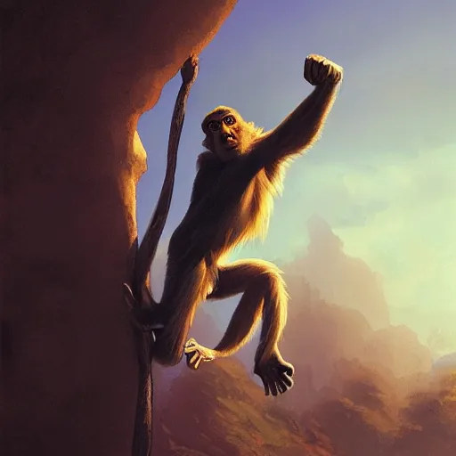 Image similar to a monkey throwing a bone to the air , dramatic lighting, cinematic, establishing shot, extremly high detail, photorealistic, cinematic lighting, artstation, style by James Gurney