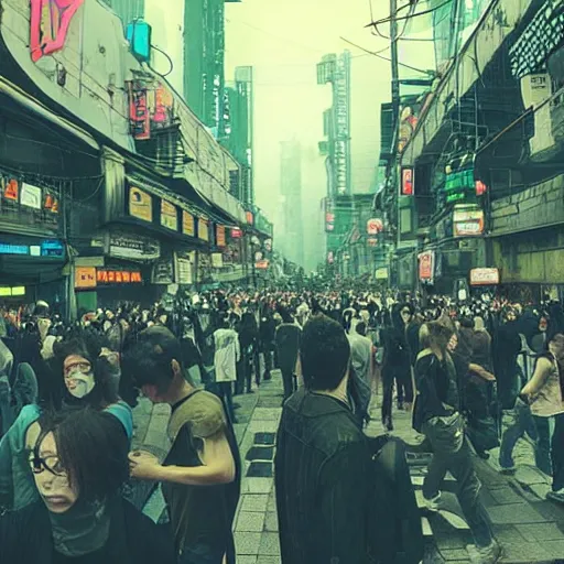 Image similar to “ rogue cyberpunk agent hiding in a crowd in neotokyo ”