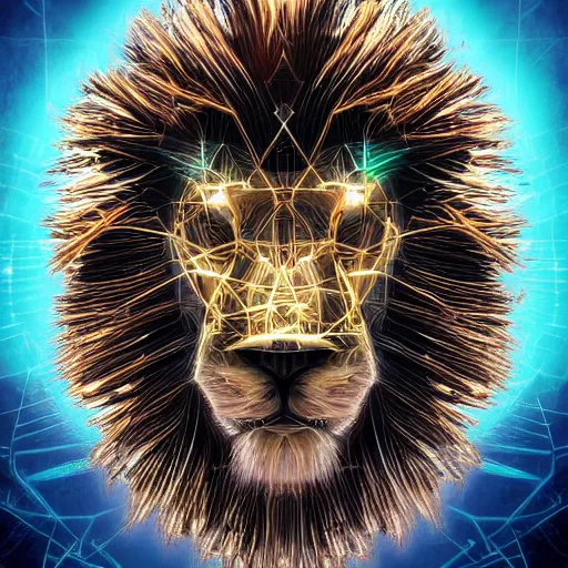 Image similar to cyberspace lion, detailed digital illustration by liiga smilshkalne, android netrunner