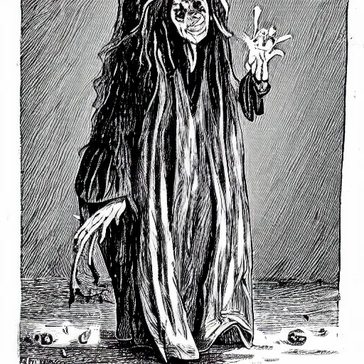 Image similar to an extremely haggy hag of a hag an ugly, repulsive old woman: often with implication of viciousness or maliciousness; an evil spirit, dæmon, or infernal being, in female form; woman supposed to have dealings with Satan and the infernal world; a witch; sometimes, an infernally wicked woman, ultra realistic