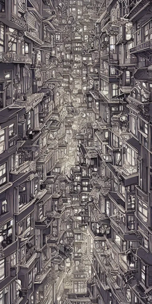 Prompt: crazy moonlit apartments, extremely detailed, sharp focus, wide view, full body shot, smooth, digital illustration, by james jean, by rossdraws, frank franzzeta, mcbess, sakimichan