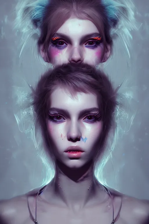 Image similar to photorealistic portrait of a rave party girl by ayami kojima and ewelina kowalczyk and alessio albi, trending on artstation