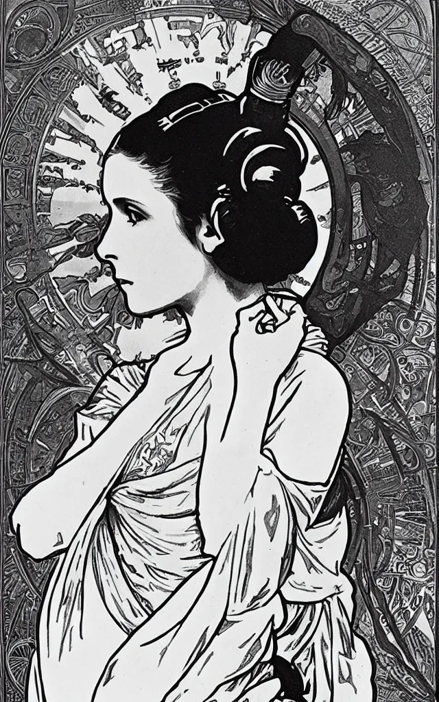 Image similar to Princess Leia by Alphonse Mucha