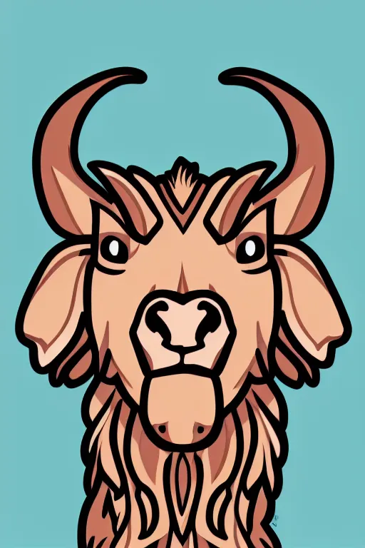 Image similar to Portrait of a savage goat, anime, sticker, colorful, illustration, highly detailed, simple, smooth and clean vector curves, no jagged lines, vector art, smooth