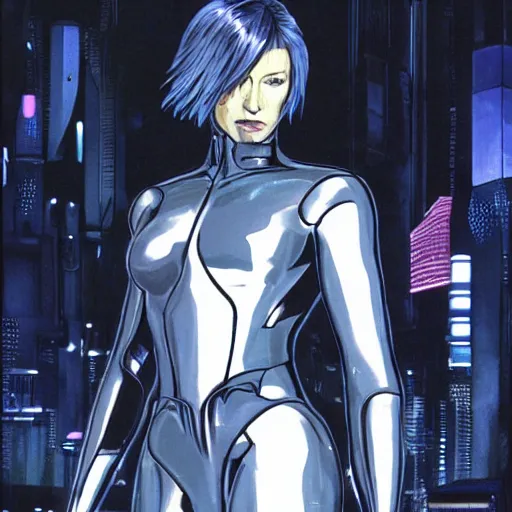 Image similar to cate blanchett as major kusanagi from ghost in the shell by h.r. giger