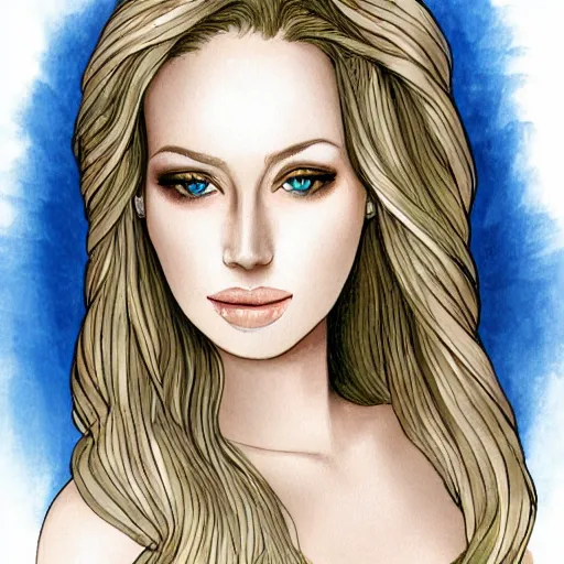 Image similar to a beautiful portrait of a pale blonde woman with beautiful eyes illustration