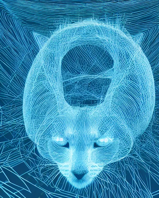 Prompt: a cat that walks through latent space visualization, generative art design