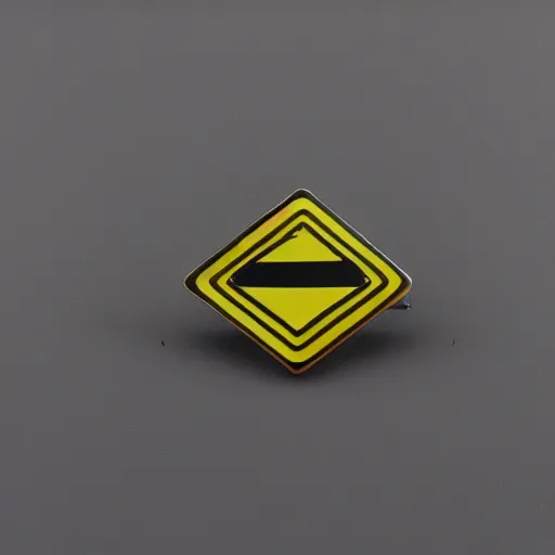 Image similar to a diamond enamel pin depicting a caution hazard, smooth curves