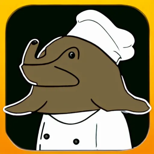 Image similar to cute platypus wearing a chef hat, logo style