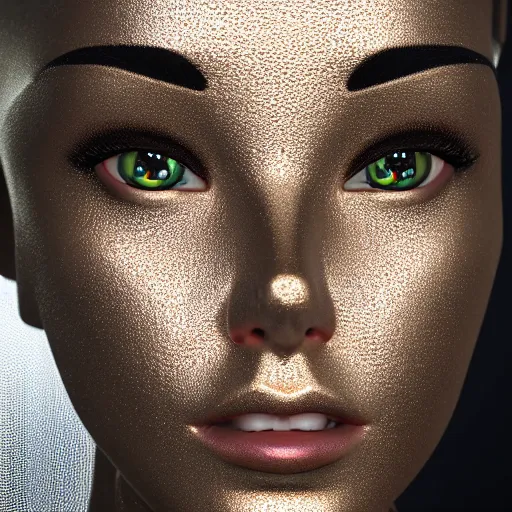 Prompt: Shiny robot woman portrait, octane render, high detail, photorealistic
