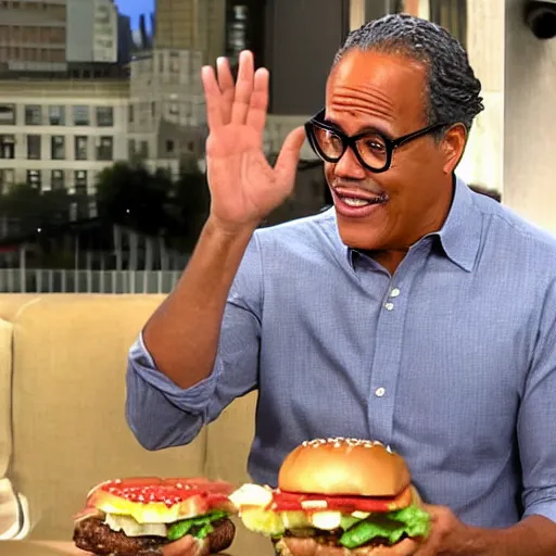 Image similar to nbc's very own lester holt consuming a hamburger