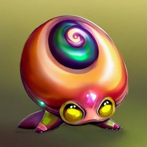 Image similar to A pokemon that looks like A Tangguan snail with multi-colored gemstones on the raised part of the shell，Trending on art station. Unreal engine.