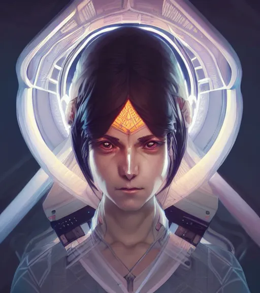 Image similar to symmetry ( naru from prey ) ultra detailed, intricate, dynamic lighting, digital art, anime, digital painting, art station, wlop, sharp focus, illustration, art by artgerm and greg rutkowski and alphonse mucha