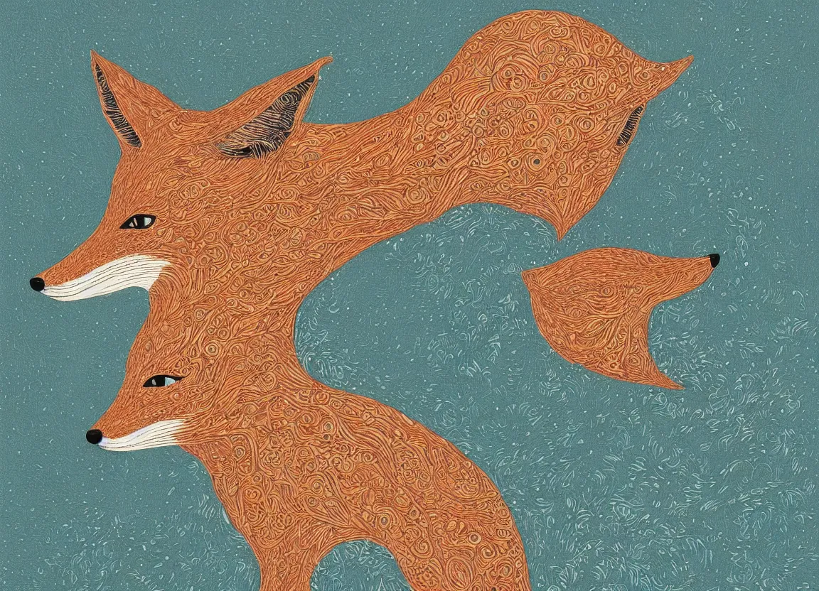 Prompt: a fox head by victo ngai, intricate