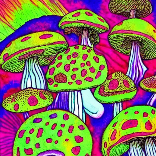 Prompt: psychedelic mushrooms