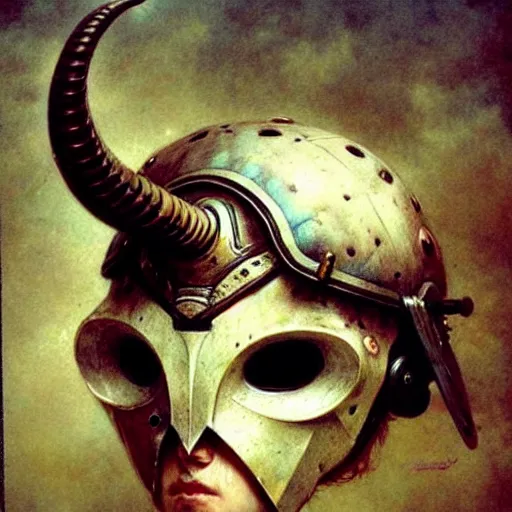 Image similar to ( ( ( ( ( ram horned helmet. muted colors. ) ) ) ) ) by jean - baptiste monge!!!!!!!!!!!!!!!!!!!!!!!!!!!