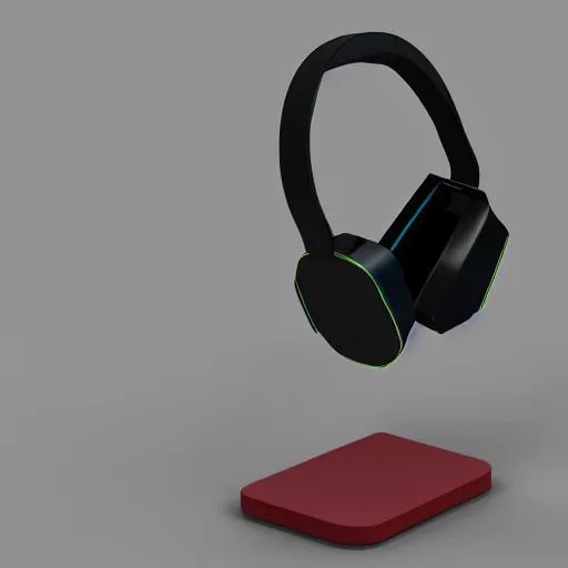 Prompt: wireless headphone stand, futuristic, techno, cyberpunk, product design, 3 d render, concept, fun, swag