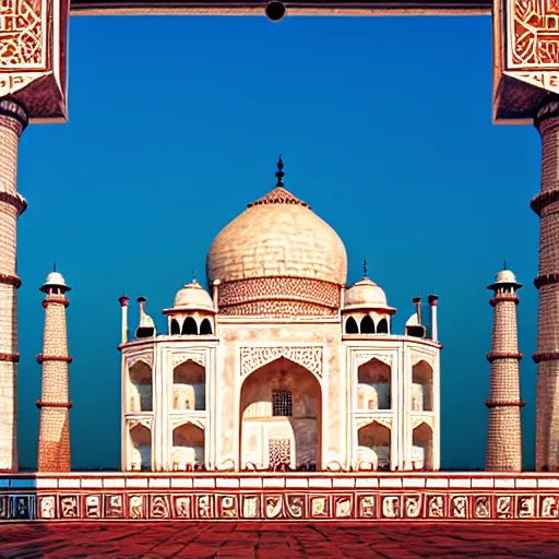 Prompt: Taj Mahal made of cheese, sunset, photo, national geographic