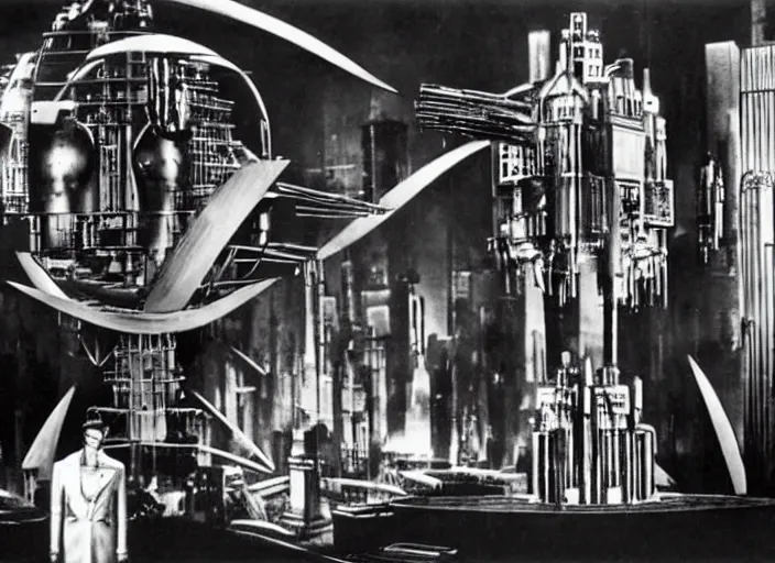 Prompt: scene from the 1937 science fiction film Metropolis