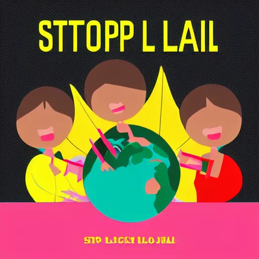 Image similar to logo of stop child labour black background digital art trendind