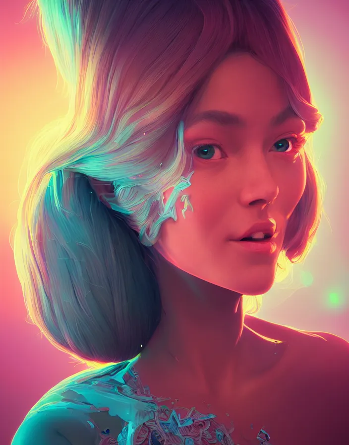 Prompt: medium format portrait of Sophia having a really good morning. intricate artwork by beeple. octane render, trending on artstation, art by artgerm and Norman Rockwell very coherent symmetrical artwork. cgsociety, concept art, sharp focus, cinematic lighting, hyper realism, high detail, octane render, 8k. Vibrant colors. Smooth gradients