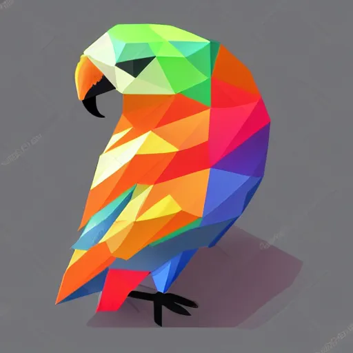 Prompt: isometric vector low poly rainbow parrot icon, blackbackground, cgsociety, 2 dimensional